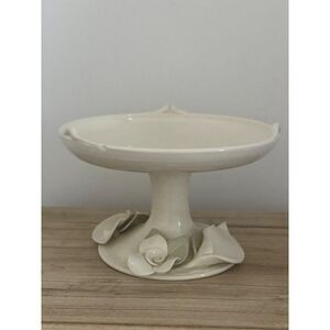 Vintage Pottery Elegant Candy Dish Calla Lily signed Brown